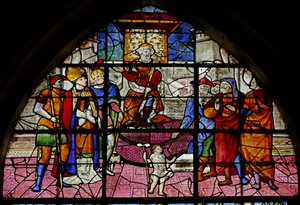 Vindu som viser St Denis før prokonsul Fescennius, detalj av 2921672, 1530-40